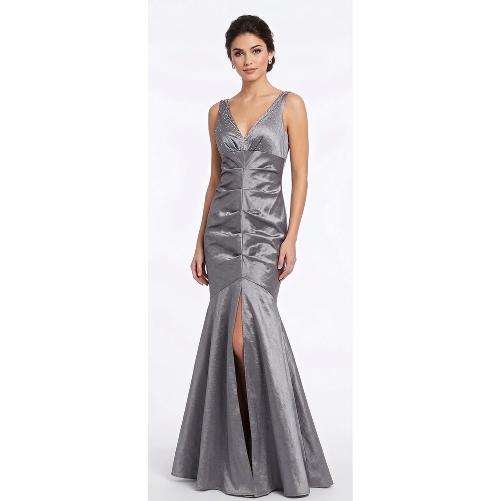 Sally USA Elegant Gray Evening Dress With Embellishments Size M